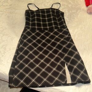 GARAGE Black and White Sheath Mini Dress with Spaghetti Straps